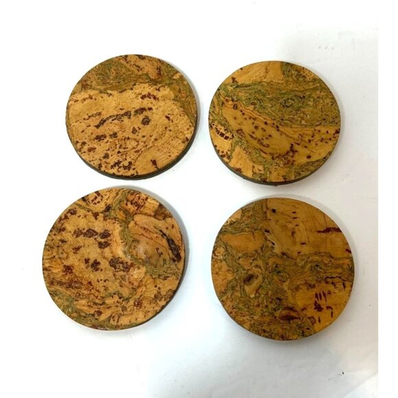 Set of 4 Cork Coasters, Rustic, Drink, Round Trivet, Natural Cork, Eco Friendly - Picture 2 of 4